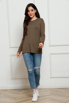 Basic Bae Full Size Round Neck Long Sleeve Top Trendsi