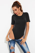 Round Neck Short Sleeve Bodysuit Trendsi