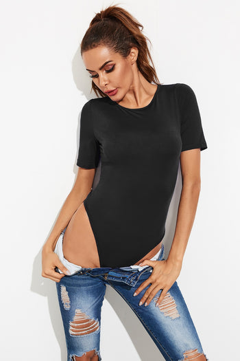 Round Neck Short Sleeve Bodysuit Trendsi