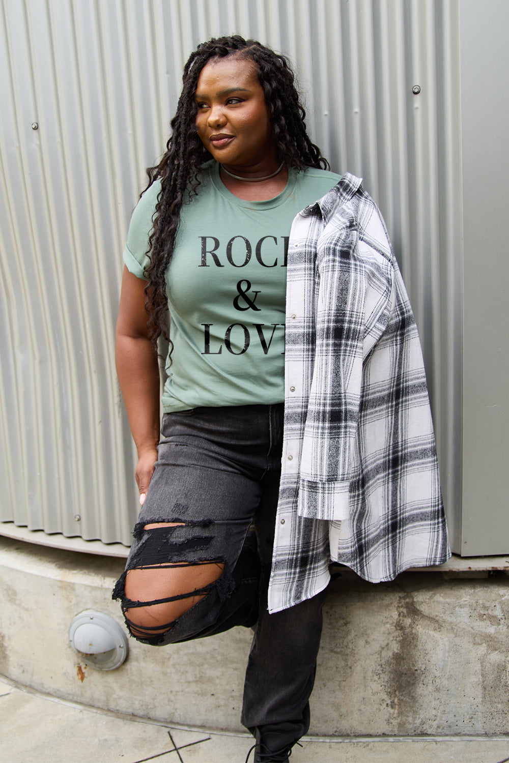 Simply Love Full Size ROCK ＆ LOVE Short Sleeve T-Shirt Trendsi