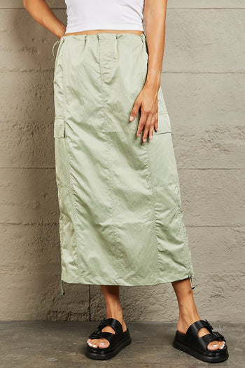 HYFVE Just In Time High Waisted Cargo Midi Skirt Trendsi