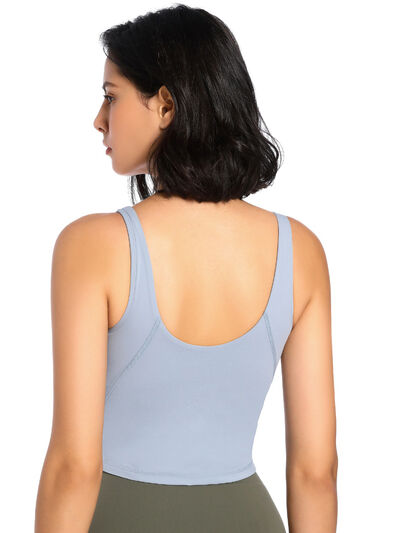 Scoop Neck Wide Strap Active Tank Trendsi