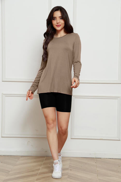 Basic Bae Full Size Round Neck Long Sleeve Top Trendsi