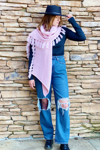 Feminine Fringe Blanket Scarf Ellisonyoung.com