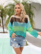 Color Block Openwork Boat Neck Cover Up Trendsi