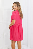 BOMBOM Another Day Swiss Dot Casual Dress in Fuchsia BOMBOM