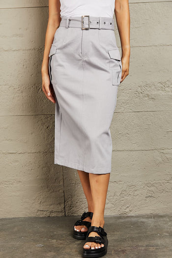 HYFVE Professional Poise Buckled Midi Skirt Trendsi