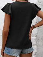 Ruffled Round Neck Cap Sleeve Blouse Trendsi