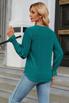 V-Neck Flounce Sleeve Blouse Trendsi