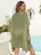 Ruffled Open Front Cover-Up Trendsi