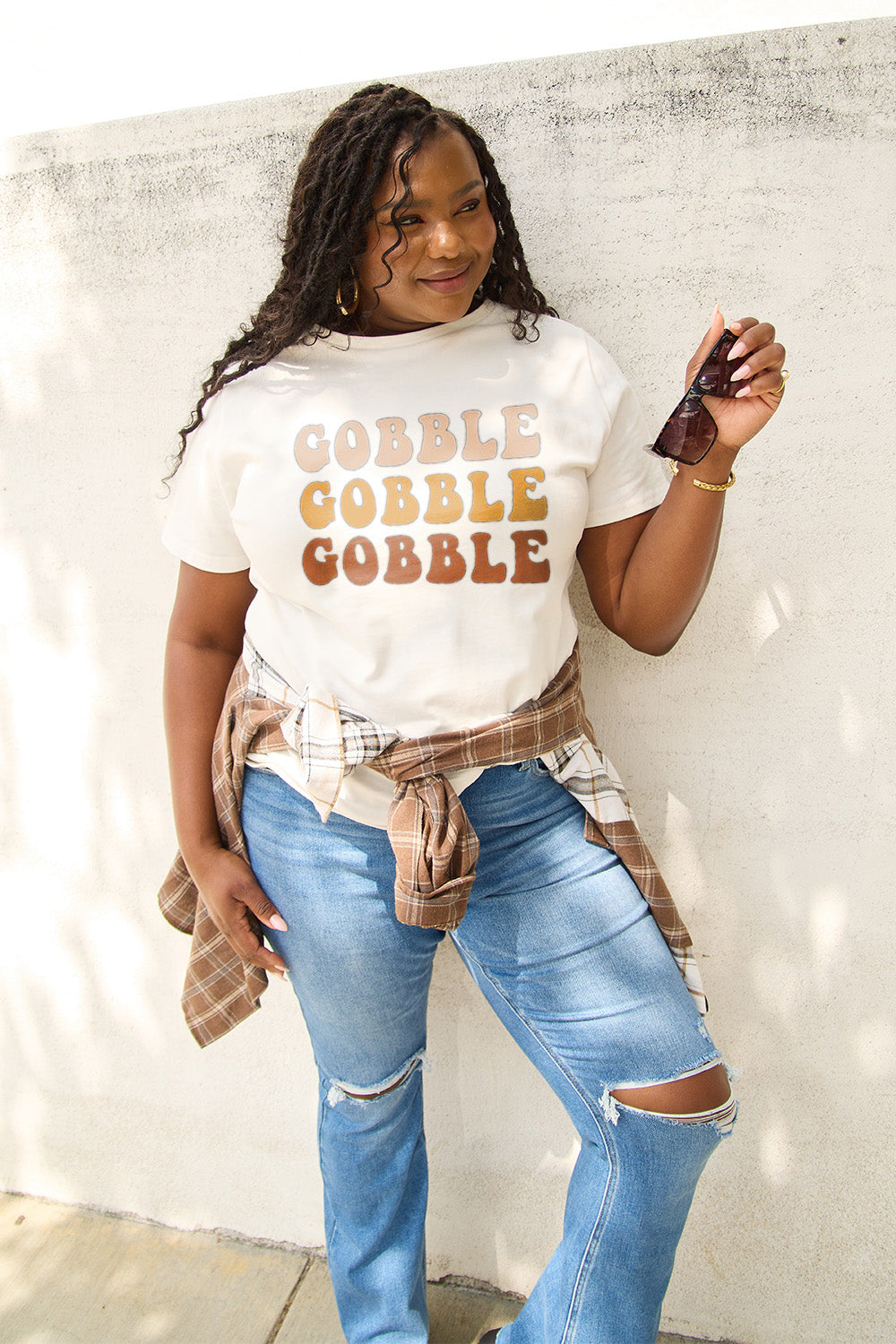 Simply Love Full Size GOBBLE Short Sleeve T-Shirt Trendsi