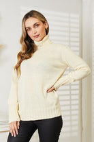 Heimish Full Size Long Sleeve Turtleneck Sweater with Side Slit Trendsi