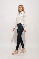 And The Why Eyelet Long Sleeve Button Down Shirt Trendsi