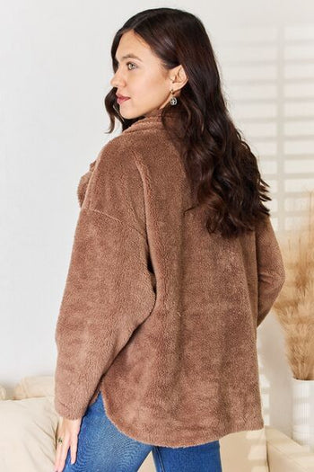 Culture Code Double Breasted Fuzzy Coat Trendsi