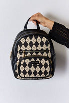 David Jones Argyle Pattern PU Leather Backpack Trendsi