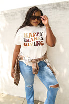 Simply Love Full Size HAPPY THANKS GIVING Short Sleeve T-Shirt Trendsi