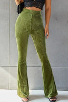 Ribbed High Waist Flare Pants Trendsi