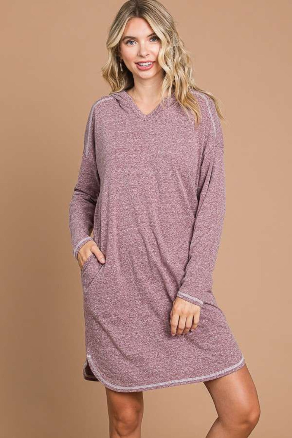 Culture Code Full Size Hooded Long Sleeve Sweater Dress Trendsi