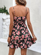 Tied Rose Print Spaghetti Strap Dress Trendsi