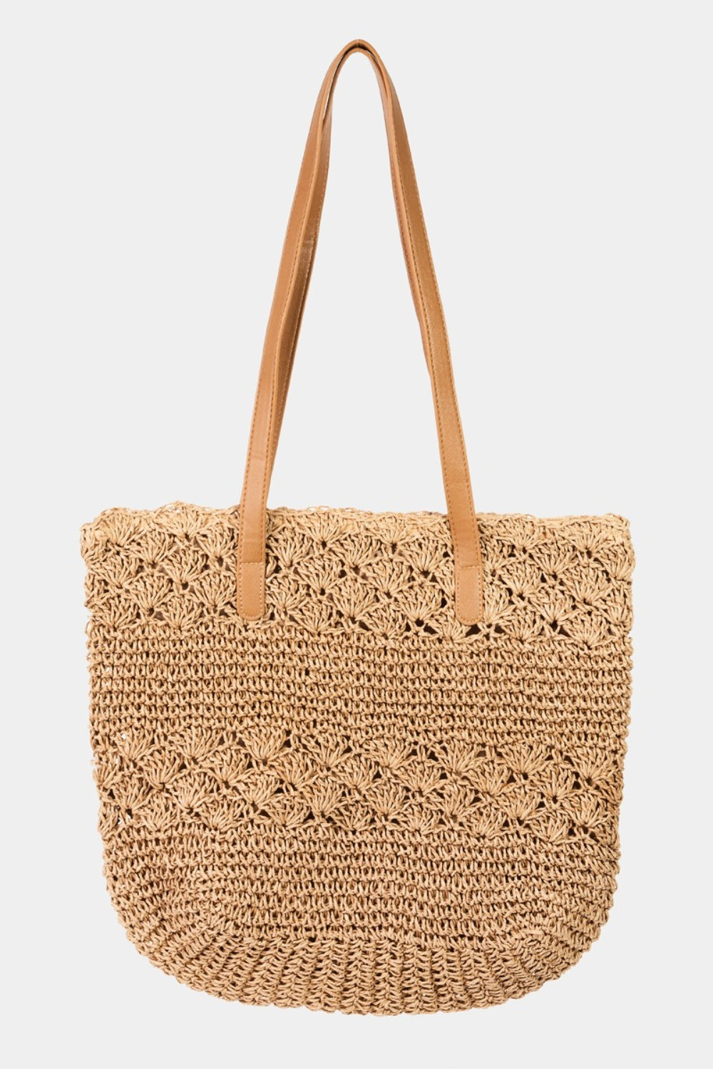 Fame Straw Braided Tote Bag Trendsi