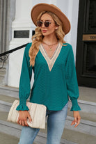 V-Neck Flounce Sleeve Blouse Trendsi