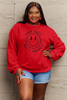 Simply Love Full Size Smiling Face Graphic Sweatshirt Trendsi