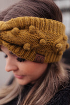 Pom Knit Head Wrap in Mustard Ave Shops