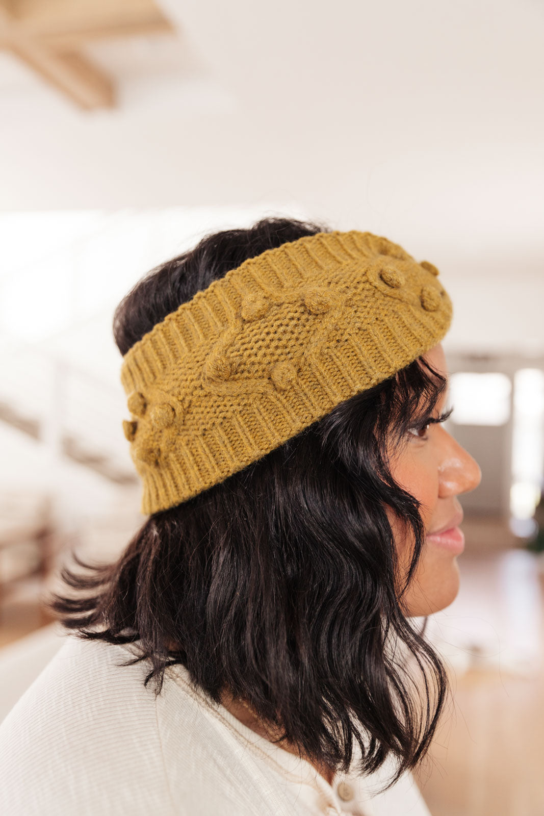 Pom Knit Head Wrap in Mustard Ave Shops