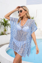 Openwork Slit V-Neck Cover Up Trendsi