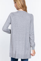 ACTIVE BASIC Open Front Long Sleeve Cardigan Trendsi