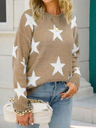 Star Round Neck Dropped Shoulder Sweater Trendsi