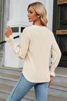 V-Neck Flounce Sleeve Blouse Trendsi