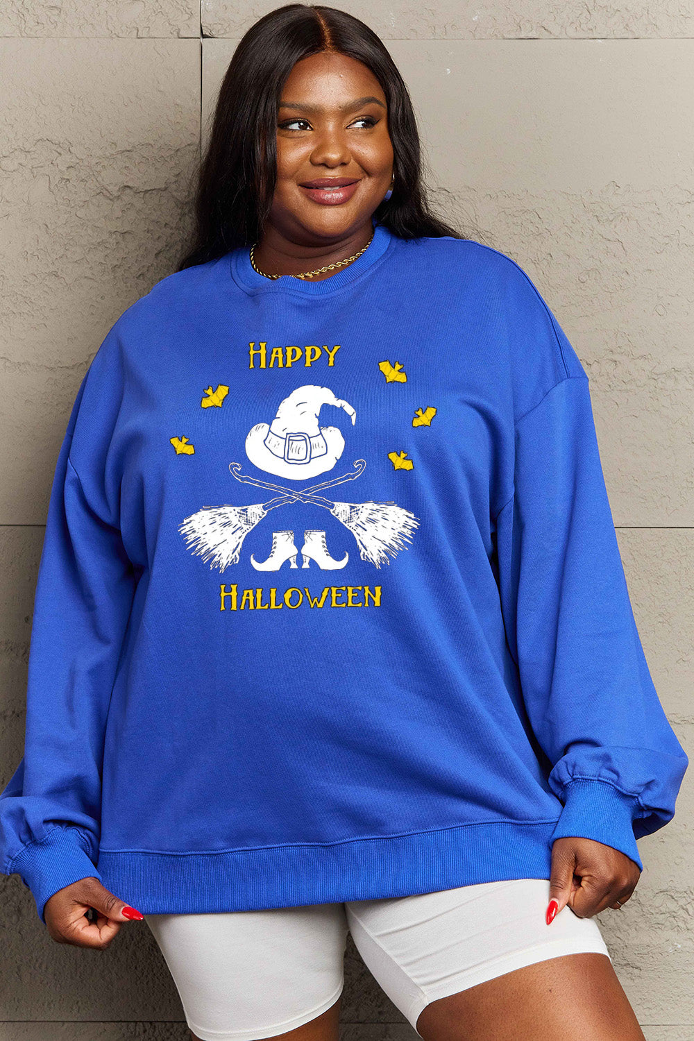 Simply Love Full Size HAPPY HALLOWEEN Graphic Sweatshirt Trendsi