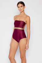 Marina West Swim Wave Break Contrast Trim One-Piece in Wine Marina West Swim