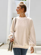 Mock Neck Dropped Shoulder Sweatshirt Trendsi