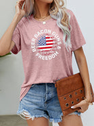 BEER BACON GUNS & FREEDOM US Flag Graphic Tee Trendsi