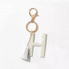 Tasseled Initial Key Chain, White Ellisonyoung.com