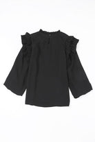 Ruffled Round Neck Long Sleeve Blouse Trendsi