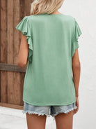 Notched Cap Sleeve T-Shirt Trendsi