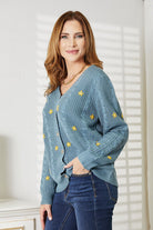 HEYSON Full Size Floral Embroidered Cable Cardigan Trendsi