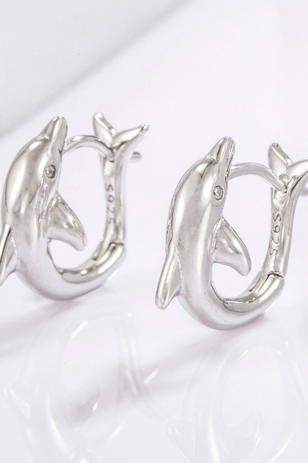925 Sterling Silver Zircon Dolphin Earrings Trendsi