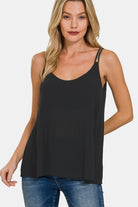 Zenana Woven Double Spaghetti Strap V-Neck Cami Trendsi