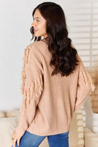 And The Why Tassel Detail Long Sleeve Sweater Trendsi