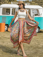 Printed High Waist Handkerchief Hem Skirt Trendsi