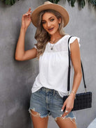 Ruffled Round Neck Cap Sleeve T-Shirt Trendsi