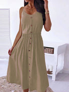 Decorative Button Spaghetti Strap Dress Trendsi