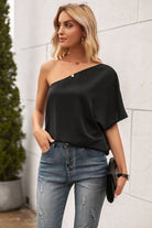 Single Shoulder Half Sleeve T-Shirt Trendsi