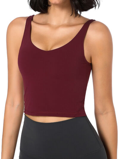 Scoop Neck Wide Strap Active Tank Trendsi