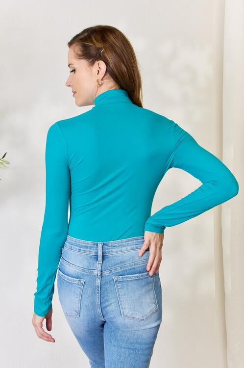 Zenana Turtleneck Long Sleeve Bodysuit Trendsi