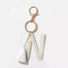 Tasseled Initial Key Chain, White Ellisonyoung.com